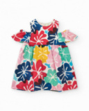 Vestito per bambina con stampa floreale e spalle scoperte