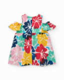 Vestito per bambina con stampa floreale e spalle scoperte