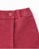 Gonna-pantalone per bambina rossa con vita regolabile e tasca Gonna-pantalone per bambina rossa con vita regolabile e tasca