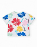 T-shirt per bambina bianca con stampa floreale T-shirt per bambina bianca con stampa floreale