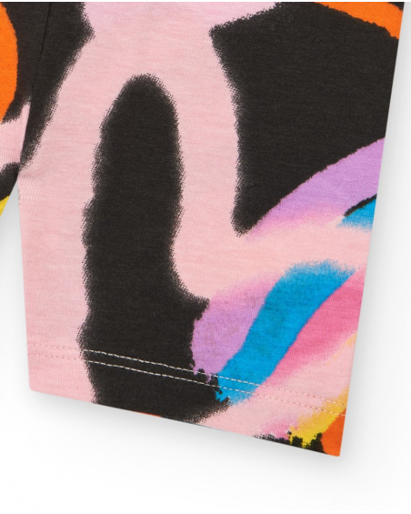 Leggings per bambina nero con cuori e arcobaleno