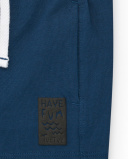 Bermuda per bambino blu con vita regolabile e stampa Bermuda per bambino blu con vita regolabile e stampa