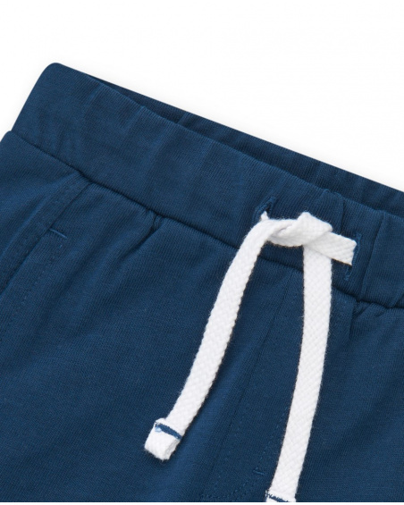 Bermuda per bambino blu con vita regolabile e stampa