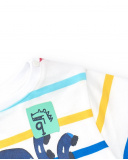 T-shirt per bambino bianca con righe e stampa di polpo T-shirt per bambino bianca con righe e stampa di polpo