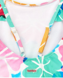 Costume da bagno per bambina bianco con stampa floreale e volant Costume da bagno per bambina bianco con stampa floreale e volant