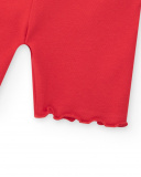 Leggings corti per bambina rossa con orlo ondulato Leggings corti per bambina rossa con orlo ondulato