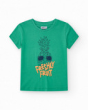 Maglietta per bambino in verde con stampa.