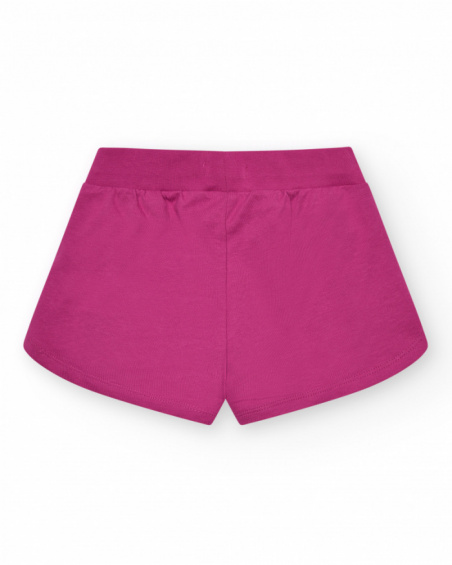 Pantaloncini per bambina in fucsia con vita elastica e tasche.