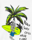 Maglietta per bambino in bianco con stampa di scheletro.