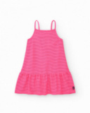 Abito per bambina in rosa con spalline e volant.