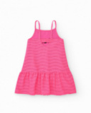 Abito per bambina in rosa con spalline e volant.