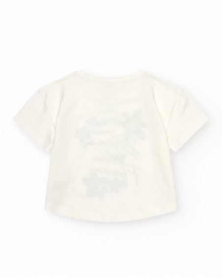 Maglietta per bambina in bianco con design floreale.