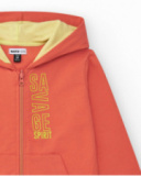 Felpa per bambino in rosso con cappuccio e cerniera