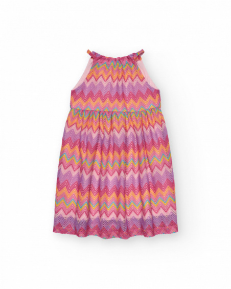 Vestito per bambina con stampa multicolore e spalline regolabili.