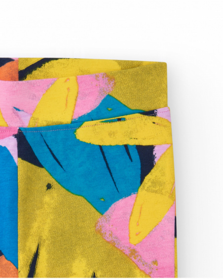 Leggings per bambina con stampa floreale e vita elastica.
