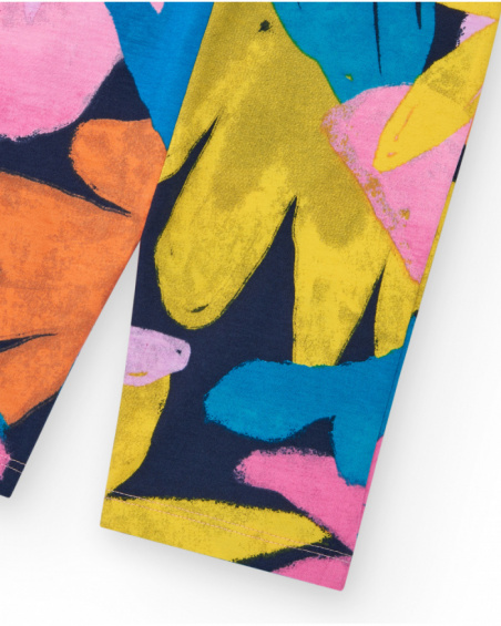 Leggings per bambina con stampa floreale e vita elastica.