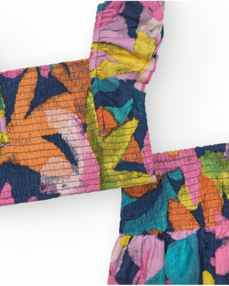 Set di blusa e gonna per bambina con stampa floreale multicolore.