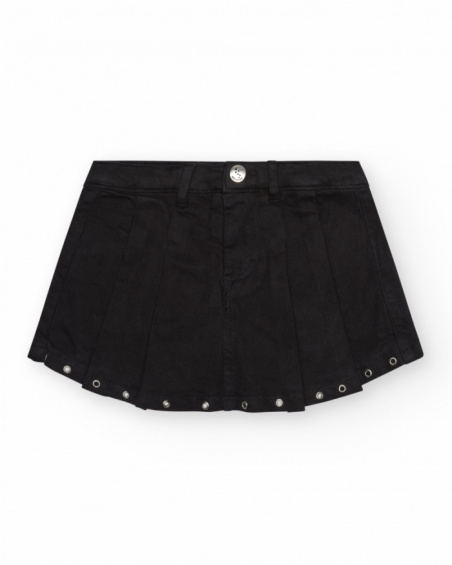 Gonna-pantalone per bambina in nero con dettagli metallici.