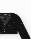 Cárdigan para niña en negro de manga larga y cierre con botones