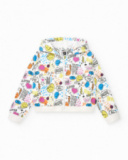 Felpa per bambina in bianco con cappuccio e cerniera.