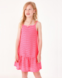 Abito per bambina in rosa con spalline e volant.