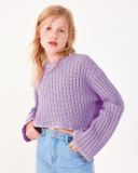 Jersey para niña en lila de manga larga y cuello redondo