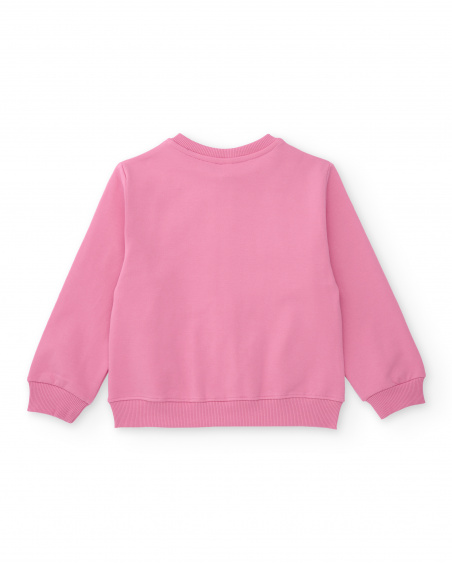 Felpa rosa per bambina con zip e stampa a cuore Felpa rosa per bambina con zip e stampa a cuore