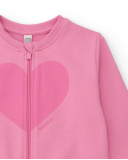 Felpa rosa per bambina con zip e stampa a cuore Felpa rosa per bambina con zip e stampa a cuore
