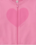 Felpa rosa per bambina con zip e stampa a cuore Felpa rosa per bambina con zip e stampa a cuore