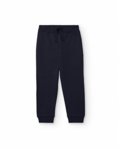 Pantaloni jogger bambino in blu navy con cintura elasticizzata