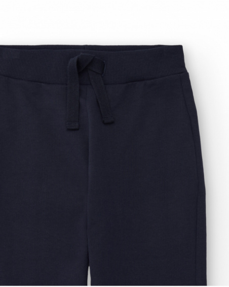 Pantaloni jogger bambino in blu navy con cintura elasticizzata