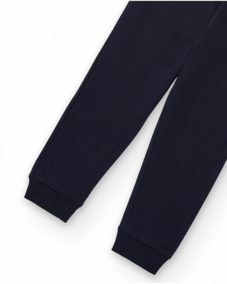 Pantaloni jogger bambino in blu navy con cintura elasticizzata