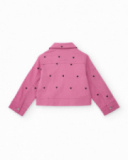 Giacca biker bambina in rosa con stampa di cuori