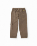 Pantaloni cargo da bambino color kaki con stampe grafiche