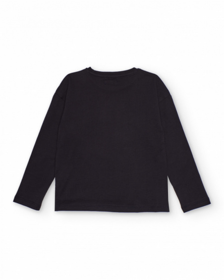 Maglietta a maniche lunghe per bambino nera con paillettes reversibili