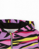 Felpa per bambina con cappuccio e stampa animalier multicolore