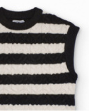 Gilet in maglia per bambina a righe bianche e nere