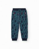 Jogger da bambino con stampa “Game Over” blu navy