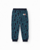 Jogger da bambino con stampa “Game Over” blu navy