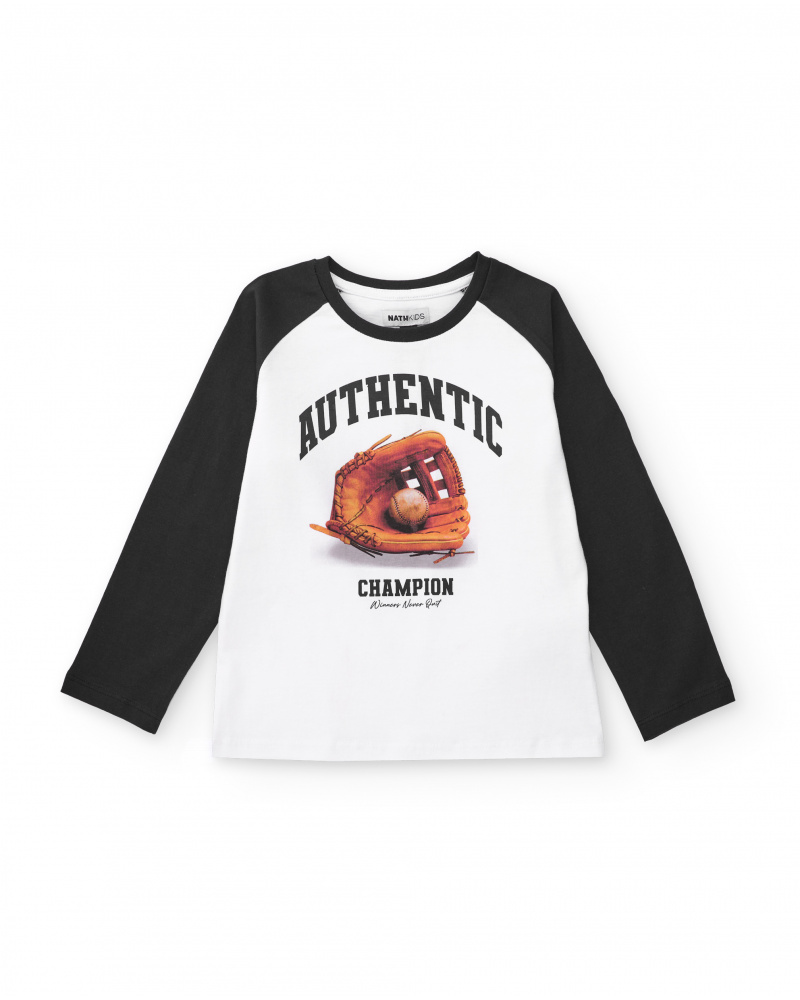 Maglietta a maniche lunghe per bambino con stampa guanto da baseball