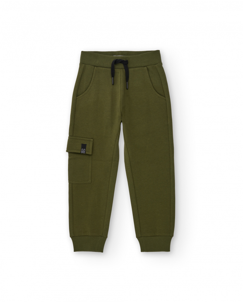 Pantalón jogger para niño color verde militar con bolsillo cargo