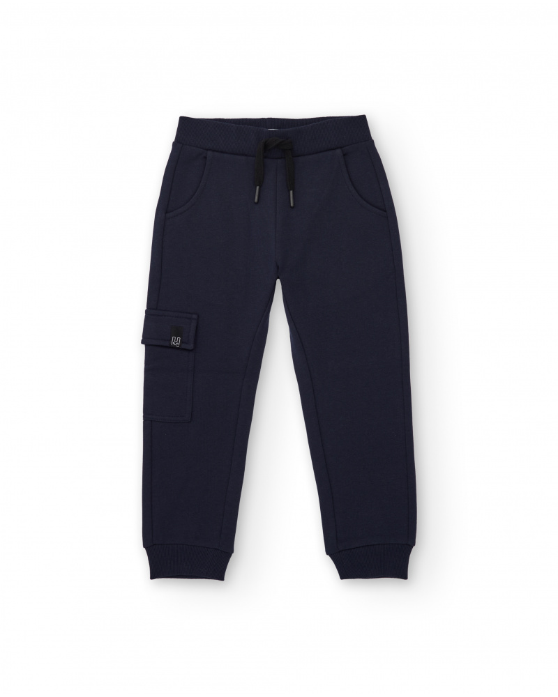 Pantalón jogger azul marino con bolsillo lateral para niño