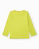 Maglietta a maniche lunghe da bambino verde lime con stampa di scatole