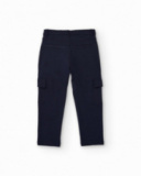 Pantalone cargo blu navy da bambino con tasche laterali