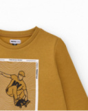 Felpa senape per bambino con stampa skater