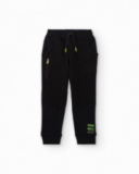 Pantaloni jogger neri per bambino con dettagli verdi