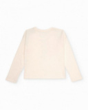 Maglietta a maniche lunghe da bambina color panna con stampa multicolore