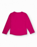 Maglietta fucsia a maniche lunghe per bambina con stampa brillante "Feeling Good"
