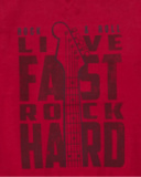 Felpa rossa per bambino con stampa chitarra e scritta rock