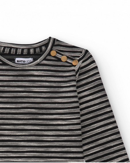 Maglia a maniche lunghe per bambina a righe con bottoni decorativi